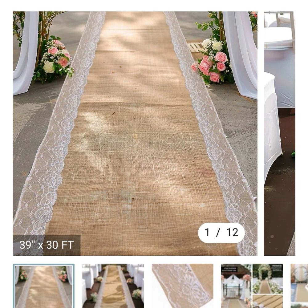 Elegant Burlap and Lace Aisle Runner 💍